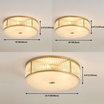 4-Light Flush Mount Lamp Traditional Style Drum Shape Metal Ceiling Mounted Fixture