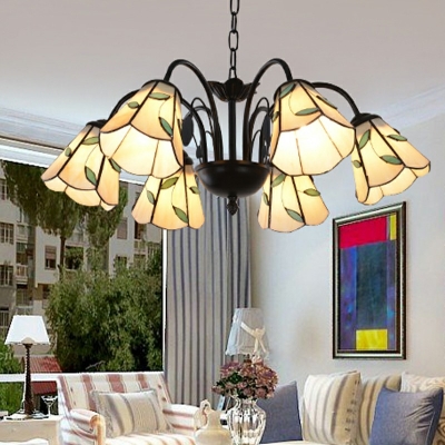 6 Lights Glass Chandelier Pendant Light Modern Minimalist Suspended Lighting Fixture for Bedroom