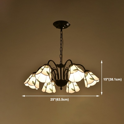 6 Lights Glass Chandelier Pendant Light Modern Minimalist Suspended Lighting Fixture for Bedroom