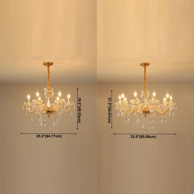 6 Lights Scrolled Arm Chandelier Light European Style Crystal Chandelier Light Fixtures in Beige