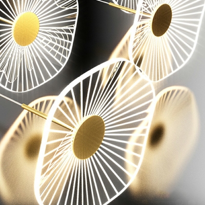 8-Light Hanging Light Kit Minimalism Style Geometric Shape Metal Suspension Lamp