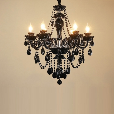 8 Lights With Crystal Stands Chandelier Light European Style Crystal Chandelier Light Fixtures in Black