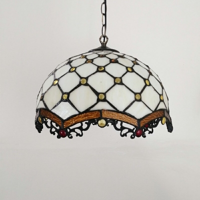 Bell Pendant Lamp Tiffany Style Stained Glass 1 Light Pendant Ceiling Lights in Green