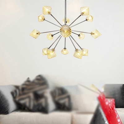 Metal 15 Lights Glass Pendant Lighting Fixtures Modern Chandelier Pendant Light for Living Room