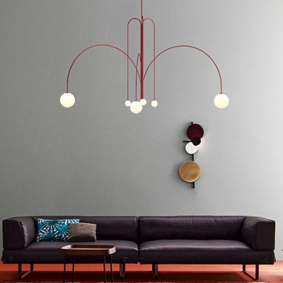 Metal and Glass Hanging Chandelier 6 Lights Modern Sputnik Chandelier for Living Room