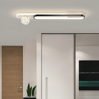 Modern Style Linear Flush Ceiling Lights Metal 4-Lights Flush Ceiling Light Fixture in Gold