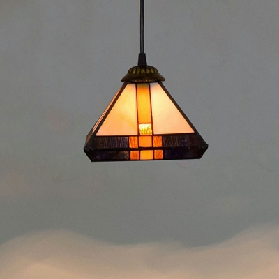 Orange Cone Down Lighting Pendant Tiffany Style Glass 1 Light Hanging Ceiling Lights