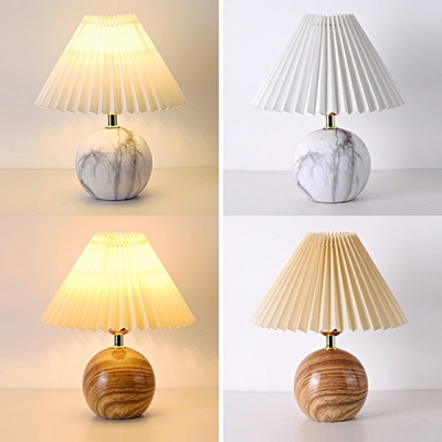 Vintage Ceramic Table Lamp 1 Head Fabric Lampshade Reading Light for Bedroom