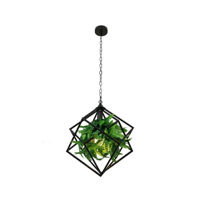 With Plants Drop Pendant Metal Material Suspension Pendant for Living Room