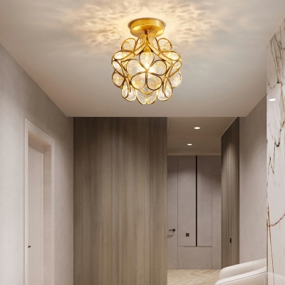 1-Light Flush Mount Lighting Traditional Style Flower Shape Metal Ceiling Mounted Fixture