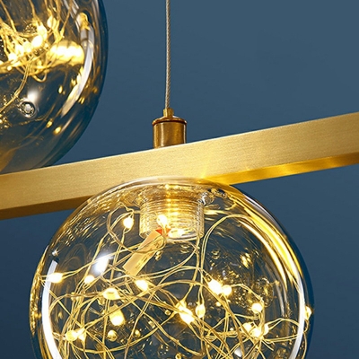 8 Lights Gyro Island Lighting Ideas Modern Style Glass Island Pendant Lights in Gold