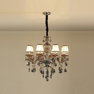 8 Lights Glass-Coated Curved Arm Chandelier Light European Style Crystal Chandelier Light in Brown