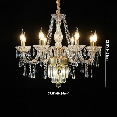 Crystal With Clear Crystal Orbs Chandelier Light European Style 8 Lights Chandelier Light Fixtures in Beige