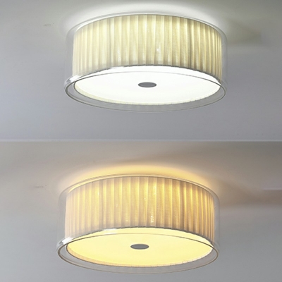 Drum Farbic Flush Mount Ceiling Light Fixture Modern Minimalist Close to Ceiling Lamp for Bedroom