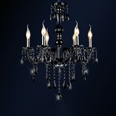 European Style With Crystal Stands Chandelier Lights Crystal 6-Lights Chandelier Lighting in Black