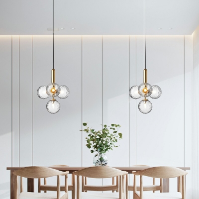 Globe Glass Chandelier Lighting Fixtures Modern 4 Lights Nordic Suspension Light for Dinning Room