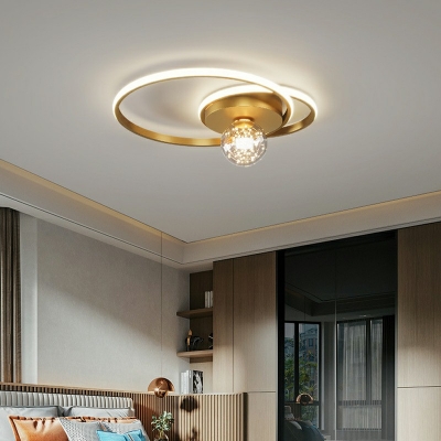Gold Circular Ceiling Mount Light Modern Style Metal 3 Lights Flush Mount Lighting Fixture