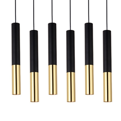 Metal Cylinder Down Lighting Pendant Modern Style 1-Light Hanging Ceiling Light in Gold