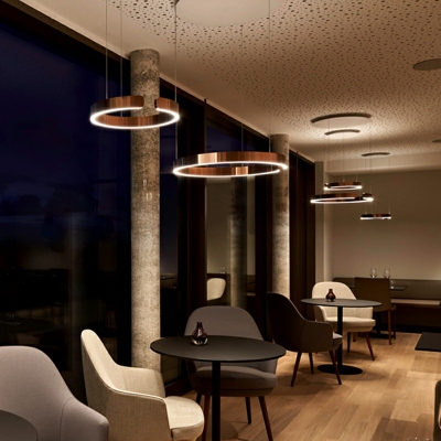 Metal Round Suspended Lighting Fixture LED Modern Chandelier Pendant Light for Living Room