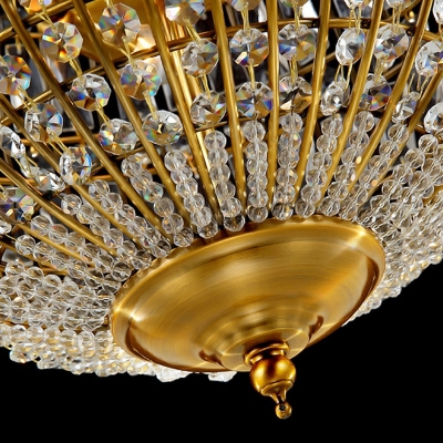 Modern Style Orb Ceiling Chandelier Crystal Prisms 3-Lights Chandelier Lighting in Gold