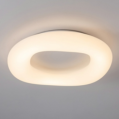 Round Led Flush Mount Ceiling Light Fixtures White Modern Close to Ceiling Lamp for Bedroom