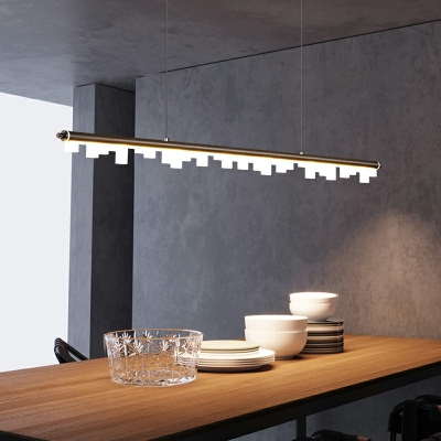 1-Light Island Light Fixture Contemporary Style Liner Shape Metal Pendant Lighting