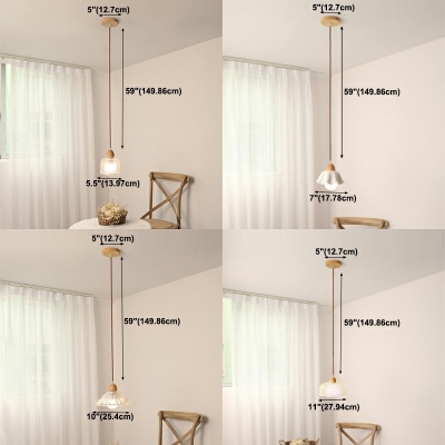 1-Light Suspension Lamp Minimalism Style Geometric Shape Wood Hanging Light Kit