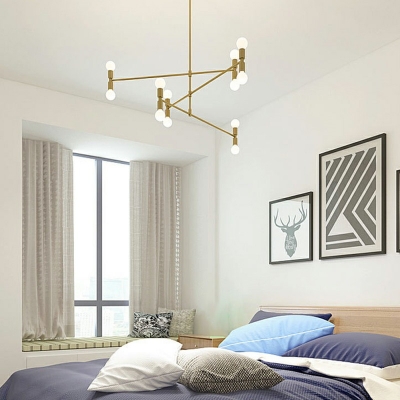 12-Light Pendant Ceiling Lights Simplicity Style Tube Shape Metal Chandelier Lighting