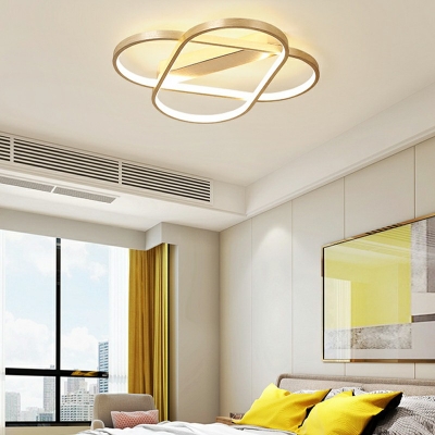 2-Light Flush Mount Ceiling Light Contemporary Style Oval Shape Metal Ceiling Mounted Fixture