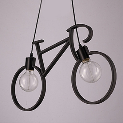 2-Light Pendant Ceiling Lights Simplicity Style Bicycle Shape Metal Chandelier Lighting