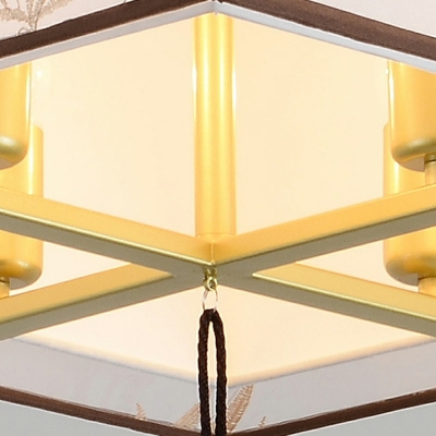4-Light Flush Mount Light Traditional Style Drum Shape Metal Ceiling Mount Chandelier