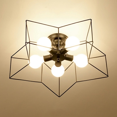 5 Lights Metal Flush Mount Ceiling Fixture Modern Macaron Close to Ceiling Lamp for Bedroom