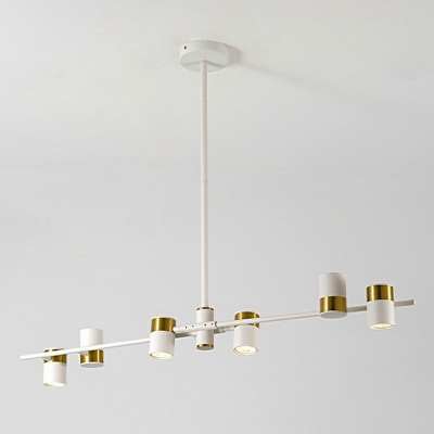 6-Light Island Ceiling Lights Contemporary Style Tube Shape Metal Pendant Lighting