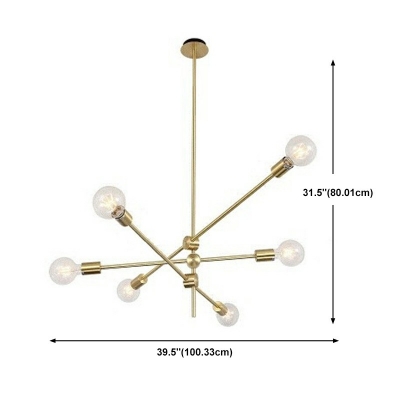 6-Light Pendant Ceiling Lights Simplicity Style Mobile Shape Metal Chandelier Lighting