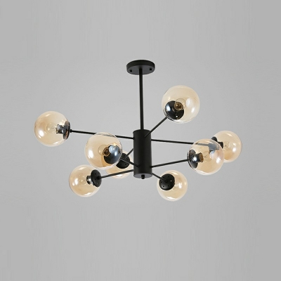 8-Light Hanging Lamp Minimal Style Globe Shape Glass Pendant Chandelier