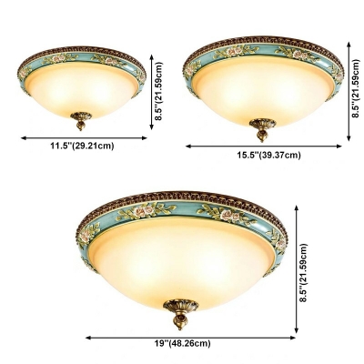 Glass Flush Mount Ceiling Lighting Fixture Traditional Close to Ceiling Lighting for Bedroom