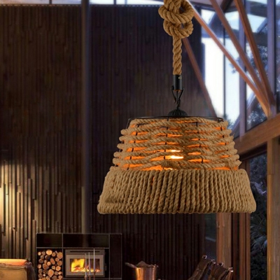Industrial Hanging Pendant Lights Manila Rope Hanging Lamp Kit for Living Room