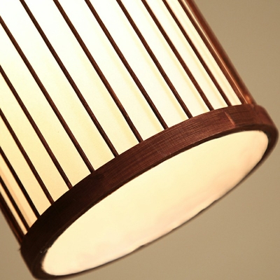 Modern Style Elongated Pendant Lighting Rattan 1 Light Pendant Light Fixture in Brown