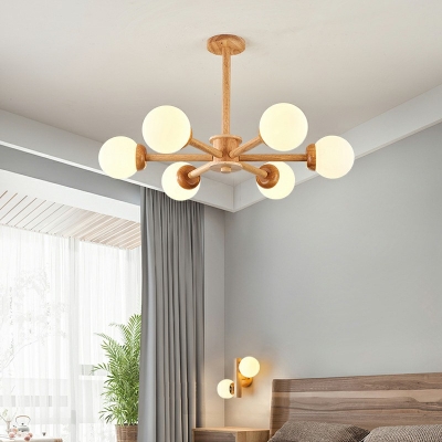 Wood Contemporary Chandeliers Minimalist Basic Chandelier Lighting Fixtures for Living Room