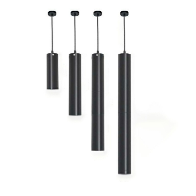 1 Light Cylinder Hanging Light Modern Style Metal Pendant Ceiling Lights in Black