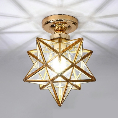 1-Light Flush Mount Light Traditional Style Diamond Shape Metal Ceiling Mounted Fixture
