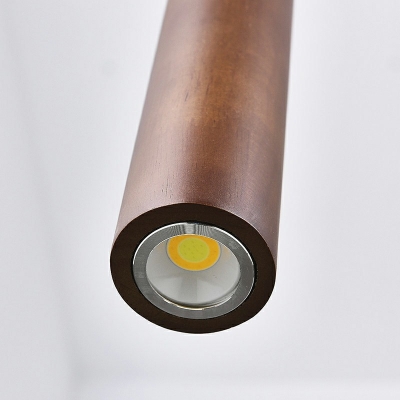 1-Light Pendant Lighting Fixtures Minimalism Style Tube Shape Wood Hanging Ceiling Light