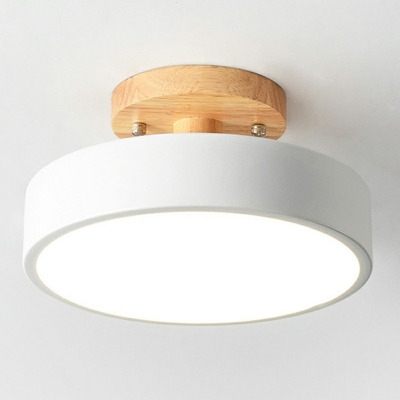 1-Light Semi Flush Mount Lamp Contemporary Style Drum Shape Metal Close To Ceiling Light
