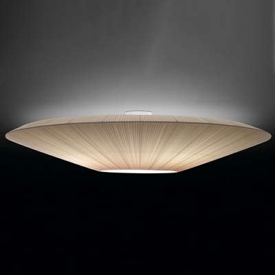 3-Light Flush Mount Lamp Traditional Style Warehouse Shape Fabric Ceiling Light Fixtures
