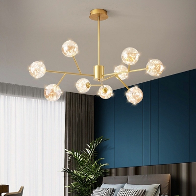 9-Light Chandelier Light Modernist Style Globe Shape Metal Pendant Lighting