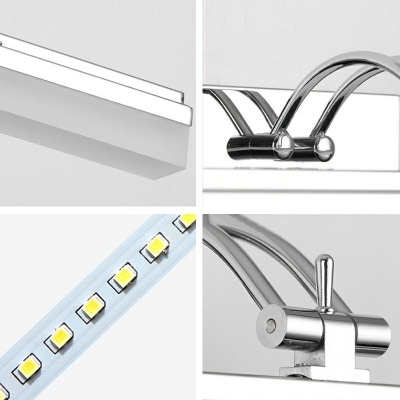 Contemporary Swing Arm Led Bathroom Lighting Stainless Steel Led Lights for Vanity Mirror