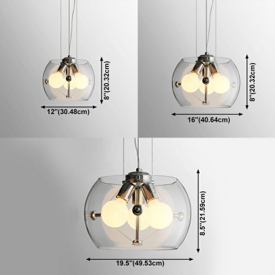 Drum Glass Chandelier Pendant Light Nordic Style Chandelier Lighting Fixture for Dinning Room