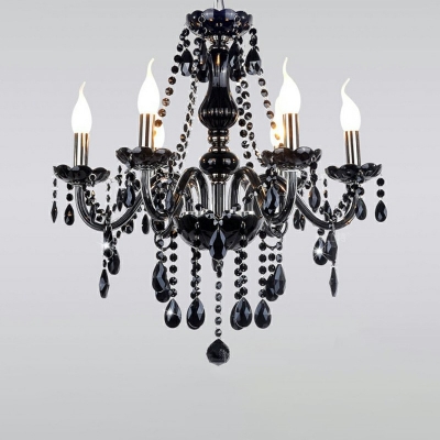 European Style Curving Chandelier Light Fixture Crystal 6-Lights Chandelier Lighting in Black