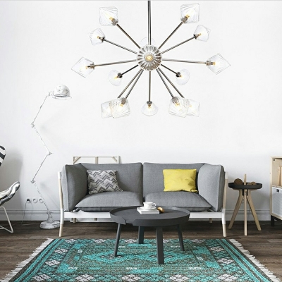 Metal 15 Lights Glass Pendant Lighting Fixtures Modern Chandelier Pendant Light for Living Room