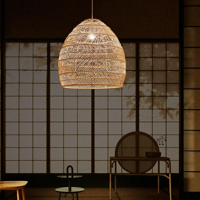 Single-Bulb Hanging Ceiling Light Rattan Pendant Light Asia Style Pendant Lamp